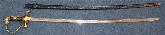 A German Third Reich officers sword by Robert Klaas, Solingen, overall incl. scabbard 37.5in.